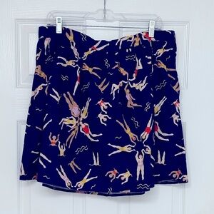 ModCloth A-line swingy skirt with pockets. Summer swimmers print. Side zip.